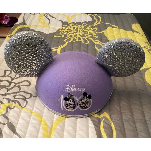 NWT Disney Parks Disney100 Mickey and Minnie Mouse Platinum Sparkle Ears Hat
